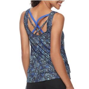 GAIAM Blue and Black Activewear Yoga Set Top Pants Size XL